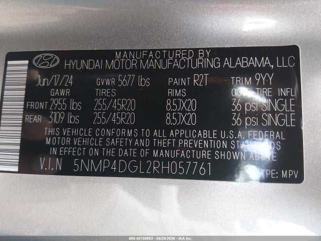 Hyundai Santa Fe Limited 2024 5NMP4DGL2RH057761 Image 9