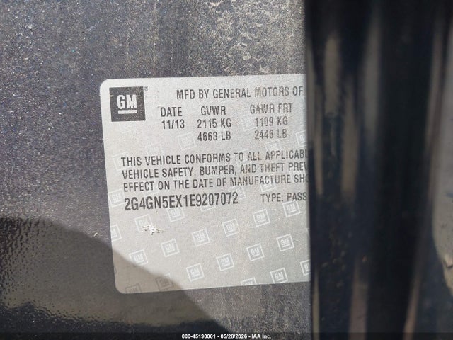2014 Buick Regal Turbo/e-assist Premium I მანქანა იყიდება აუქციონზე, vin: 2G4GN5EX1E9207072, აუქციონის ნომერი: 45190001