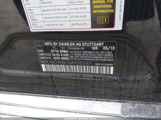 Продаж на аукціоні авто 2013 Mercedes-benz S 550 4matic, vin: WDDNG9EB1DA536767, номер лоту: 45190186