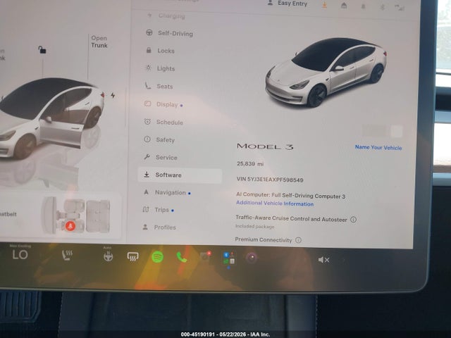 Aukcja sprzedaży 2023 Tesla Model 3 Rear-wheel Drive, vin: 5YJ3E1EAXPF598549, numer aukcji: 45190191