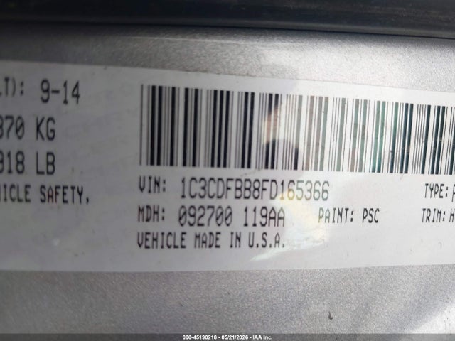 Dodge DART SXT 2015 1C3CDFBB8FD165366 Image 9