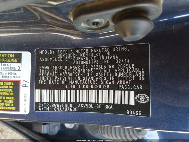 Toyota CAMRY XLE 2014 4T4BF1FK8ER390028 Image 9