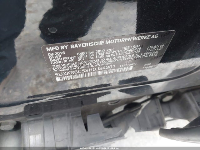Продажа на аукционе авто 2017 Bmw X5 Xdrive50i, vin: 5UXKR6C58H0J84381, номер лота: 45190251