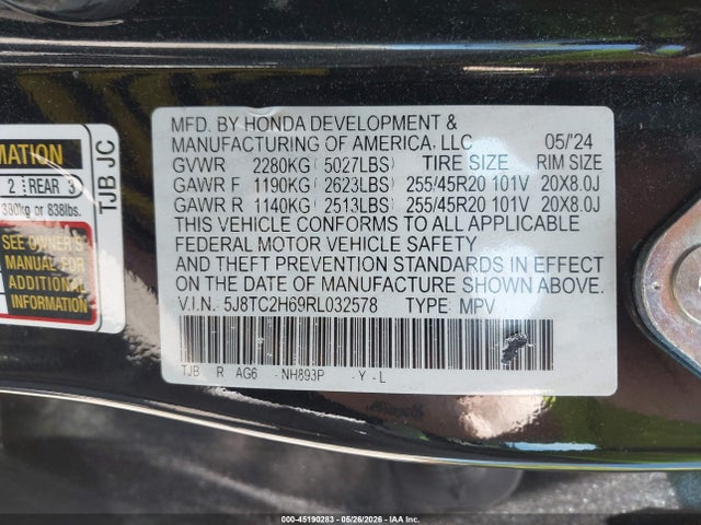 Продажа на аукционе авто 2024 Acura Rdx A-spec Package, vin: 5J8TC2H69RL032578, номер лота: 45190283