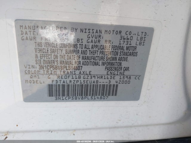 3N1CP5BV8PL514807 Nissan Kicks S Xtronic Cvt