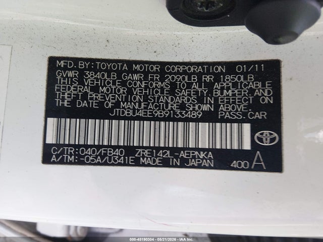45190304 :رقم المزاد ، JTDBU4EE9B9133489 vin ، 2011 Toyota Corolla Le مزاد بيع