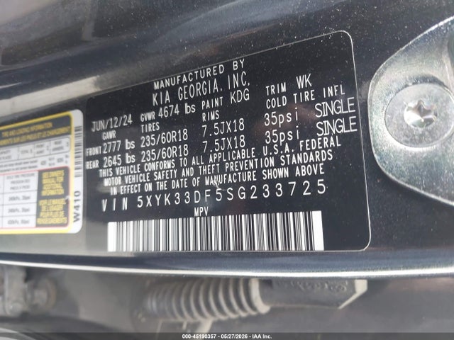 Продаж на аукціоні авто 2025 Kia Sportage Ex, vin: 5XYK33DF5SG233725, номер лоту: 45190357