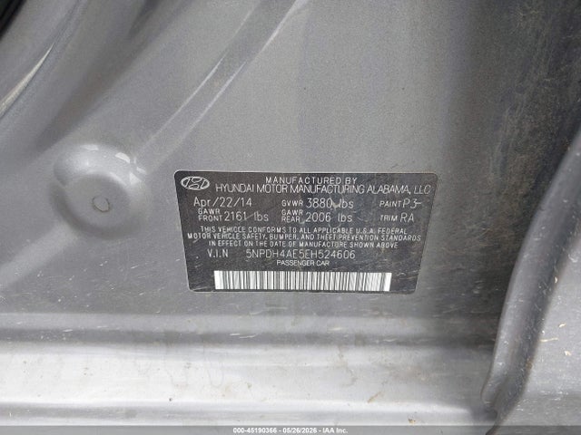 5NPDH4AE5EH524606 Hyundai ELANTRA SE