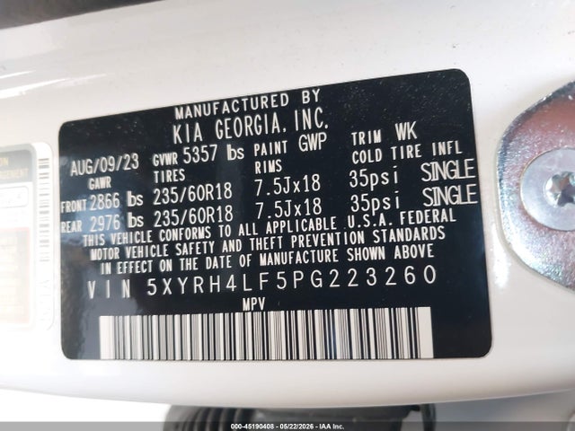 KIA SORENTO EX 2023 5XYRH4LF5PG223260 Image 9