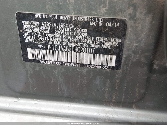 Subaru Impreza 2.0i 2014 JF1GJAA62EH020107 Image 9