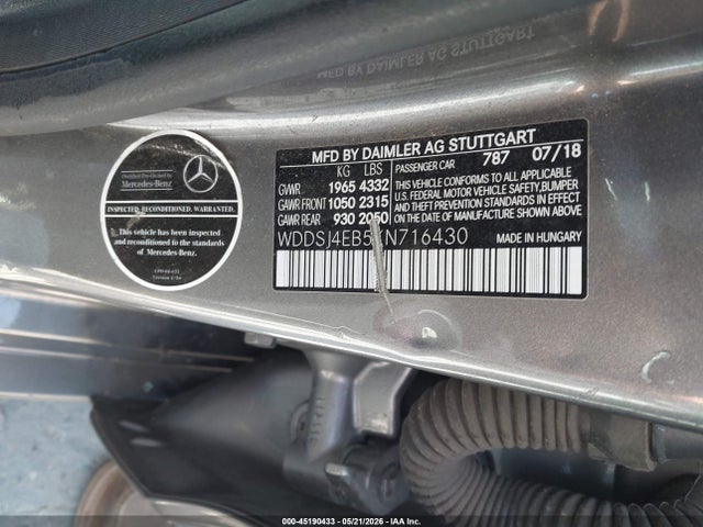 Aukcja sprzedaży 2019 Mercedes-benz Cla 250, vin: WDDSJ4EB5KN716430, numer aukcji: 45190433