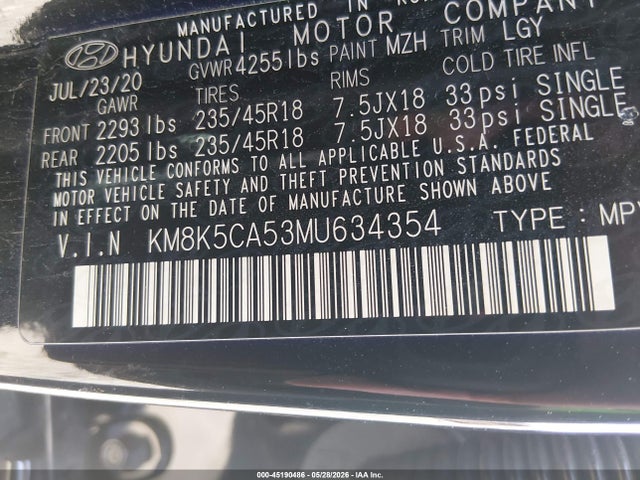 Hyundai Kona Ultimate 2021 KM8K5CA53MU634354 Image 9