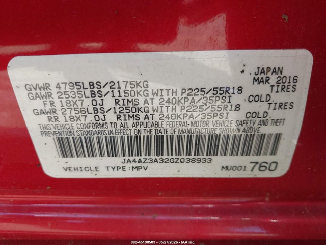 Mitsubishi Outlander Sel 2016 JA4AZ3A32GZ038933 Image 9