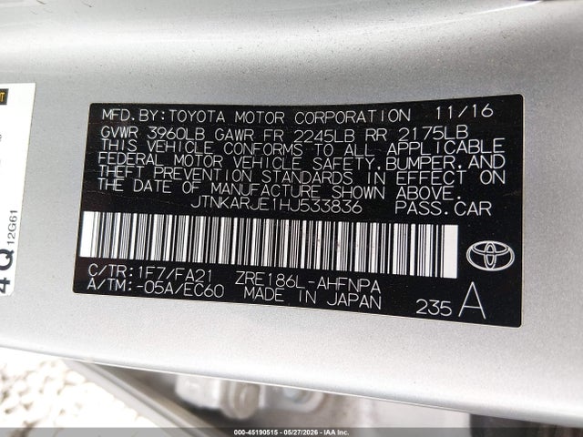Toyota COROLLA IM 2017 JTNKARJE1HJ533836 Image 9