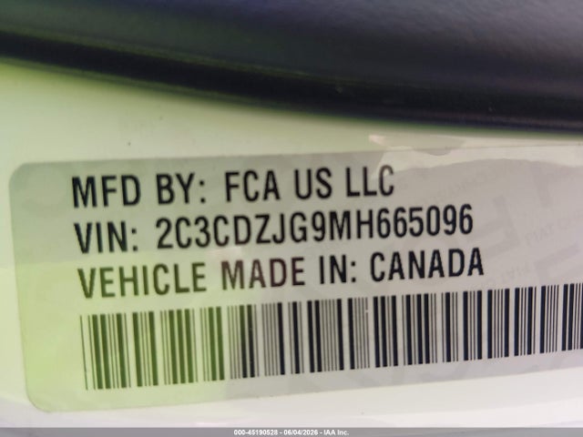 Продаж на аукціоні авто 2021 Dodge Challenger Gt, vin: 2C3CDZJG9MH665096, номер лоту: 45190528