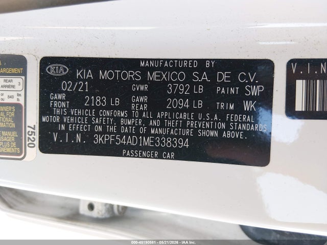 KIA FORTE EX 2021 3KPF54AD1ME338394 Image 9
