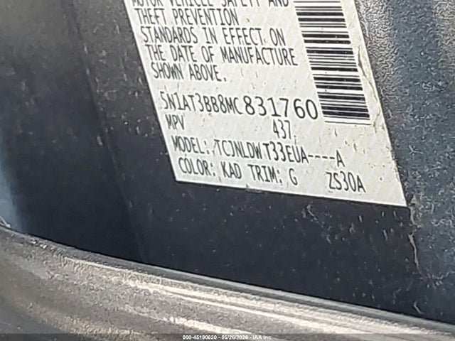 Продаж на аукціоні авто 2021 Nissan Rogue Sv Intelligent Awd, vin: 5N1AT3BB8MC831760, номер лоту: 45190630