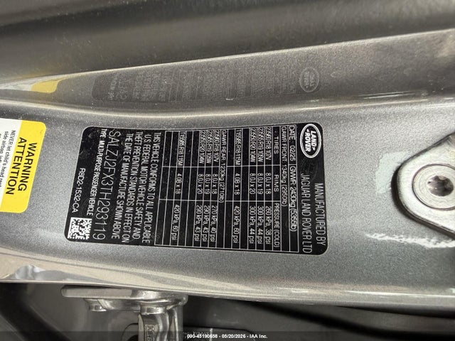 Продажа на аукционе авто 2026 Land Rover Range Rover Evoque S, vin: SALZJ2FX3TH293119, номер лота: 45190658