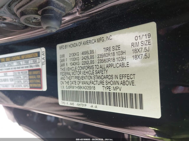 Продажа на аукционе авто 2019 Honda Cr-v Ex, vin: 5J6RW1H58KA005918, номер лота: 45190685
