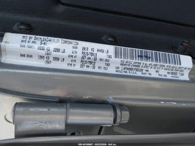 Aukcja sprzedaży 2001 Jeep Wrangler Sport, vin: 1J4FA49S81P363328, numer aukcji: 45190687