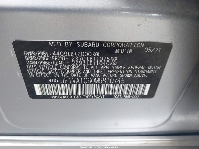 JF1VA1C60M9810745 Subaru Wrx Premium