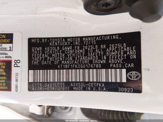 Aukcja sprzedaży 2016 Toyota Camry Xse, vin: 4T1BF1FK2GU176780, numer aukcji: 45190786