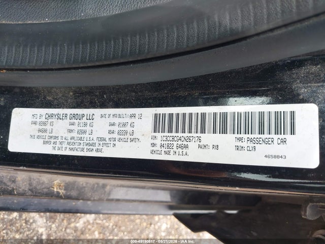 Aukcja sprzedaży 2012 Chrysler 200 Limited, vin: 1C3CCBCG4CN267176, numer aukcji: 45190817