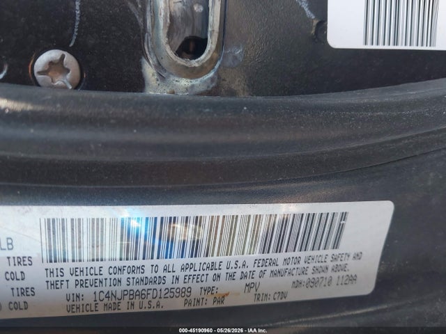 Auction sale of the 2015 Jeep Patriot Sport, vin: 1C4NJPBA6FD125989, lot number: 45190960
