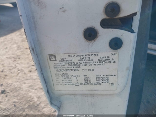 Продажа на аукционе авто 2003 Chevrolet Silverado 1500 Work Truck, vin: 1GCEC14V13Z130233, номер лота: 45190969