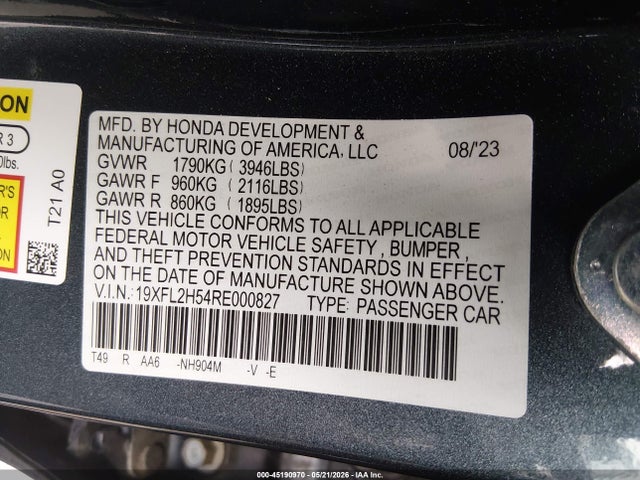 Honda Civic Lx 2024 19XFL2H54RE000827 Image 9