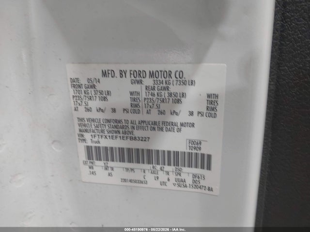 Aukcja sprzedaży 2014 Ford F-150 Xl, vin: 1FTFX1EF1EFB83227, numer aukcji: 45190976