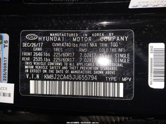 Продаж на аукціоні авто 2018 Hyundai Tucson Se, vin: KM8J2CA45JU655794, номер лоту: 45190978