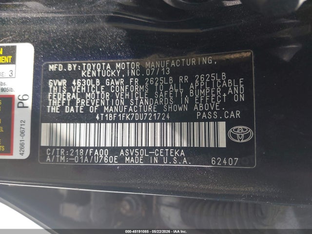 Продаж на аукціоні авто 2013 Toyota Camry L, vin: 4T1BF1FK7DU721724, номер лоту: 45191085