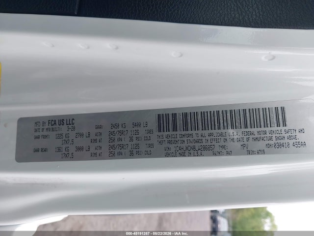 Aukcja sprzedaży 2020 Jeep Wrangler Unlimited Sport S 4x4, vin: 1C4HJXDN8LW286857, numer aukcji: 45191287