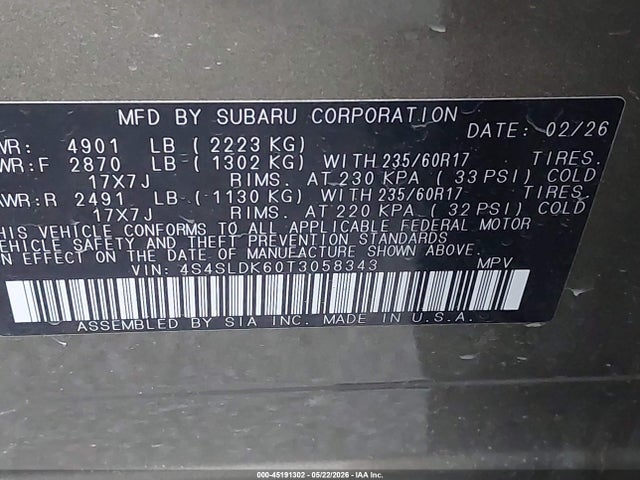 Продажа на аукционе авто 2026 Subaru Forester Wilderness, vin: 4S4SLDK60T3058343, номер лота: 45191302