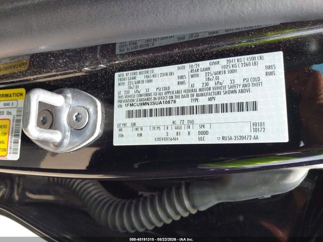 Продаж на аукціоні авто 2025 Ford Escape St-line, vin: 1FMCU9MN3SUA10878, номер лоту: 45191315