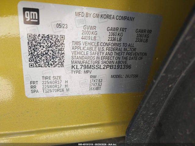 Chevrolet Trailblazer Awd Activ 2023 KL79MSSL2PB191396 Image 9