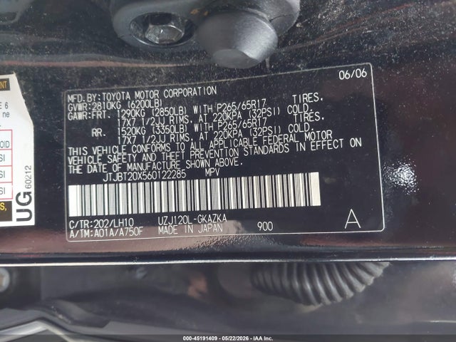 Продажа на аукционе авто 2006 Lexus Gx 470, vin: JTJBT20X560122285, номер лота: 45191409