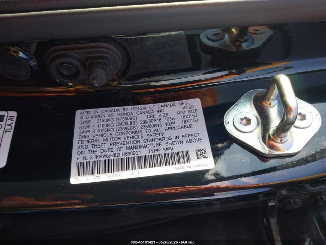 2HKRW2H82LH690921 Honda Cr-v Awd Ex-l