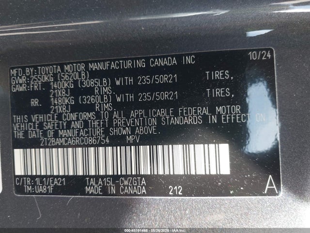 Продаж на аукціоні авто 2024 Lexus Rx 350 Premium, vin: 2T2BAMCA6RC086754, номер лоту: 45191468