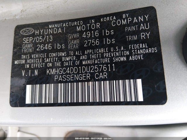 Aukcja sprzedaży 2013 Hyundai Genesis 3.8, vin: KMHGC4DD1DU257611, numer aukcji: 45191560