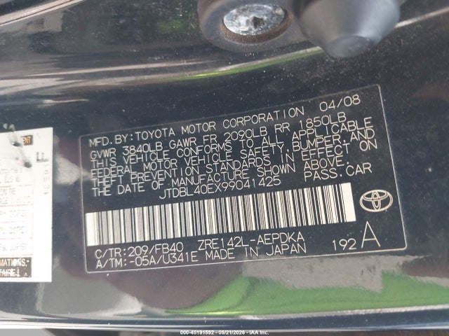 Продаж на аукціоні авто 2009 Toyota Corolla Le, vin: JTDBL40EX99041425, номер лоту: 45191592