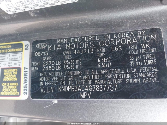 KNDPB3AC4G7837757 KIA Sportage Lx