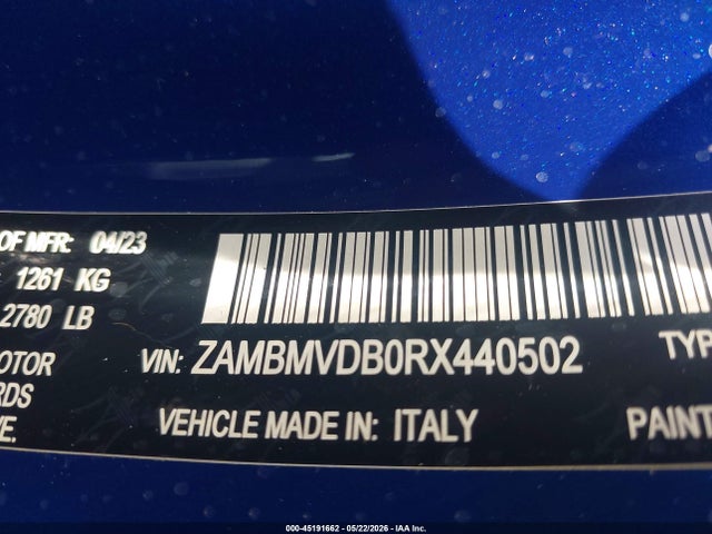 ZAMBMVDB0RX440502 Maserati Granturismo Trofeo