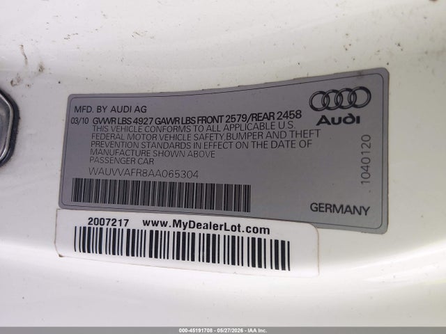 Продажа на аукционе авто 2010 Audi S5 4.2 Premium Plus, vin: WAUVVAFR8AA065304, номер лота: 45191708