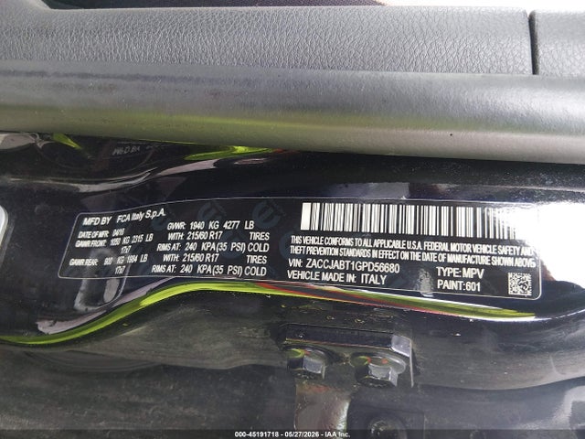 Aukcja sprzedaży 2016 Jeep Renegade Latitude, vin: ZACCJABT1GPD56680, numer aukcji: 45191718