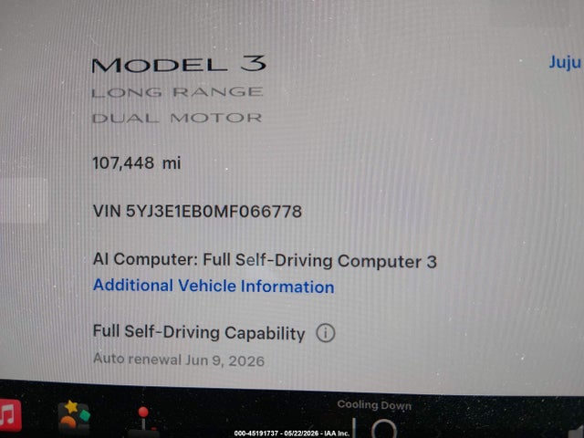 Tesla Model 3 Long Range 2021 5YJ3E1EB0MF066778 Image 15