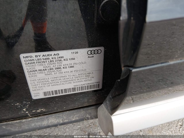 2021 Audi Q5 Prestige 45 Tfsi Quattro S Tronic მანქანა იყიდება აუქციონზე, vin: WA1CAAFY0M2027068, აუქციონის ნომერი: 45191822