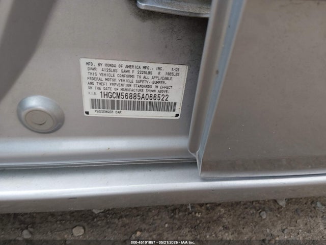 Aukcja sprzedaży 2005 Honda Accord 2.4 Ex, vin: 1HGCM56885A066522, numer aukcji: 45191857