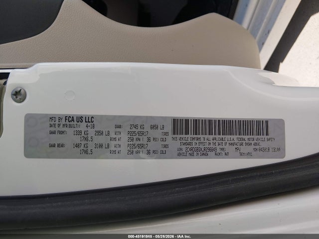 Aukcja sprzedaży 2018 Dodge Grand Caravan Se, vin: 2C4RDGBGXJR296649, numer aukcji: 45191915